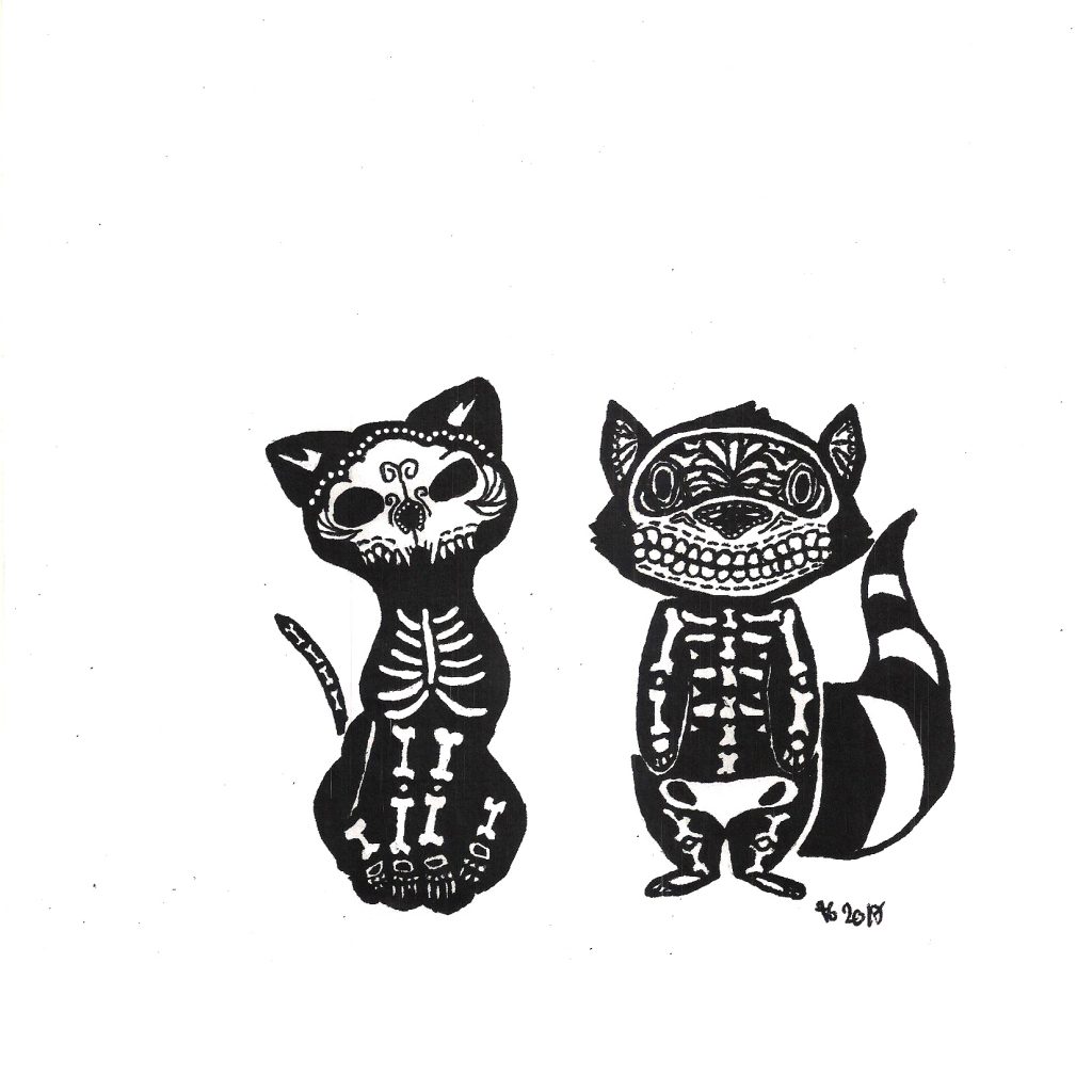 #diademuertos #diadelosmuertos #calacas #calavera #racoon #cat #grafik #graphic #tattoo #annegeorgius #corpusdelicti #principia.discordia