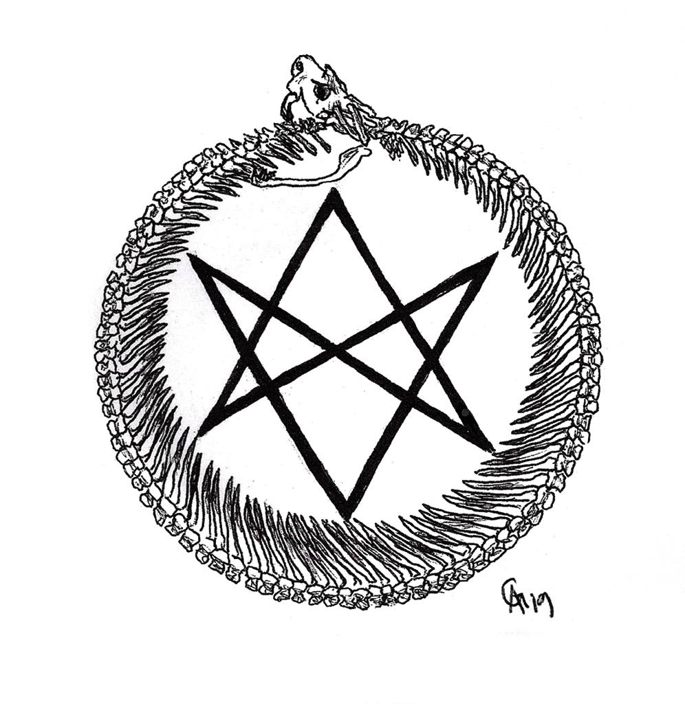 #ouroboros #thelema #snake #bones #skeleton #grafik #graphic #tattoo #annegeorgius #corpusdelicti #principia.discordia